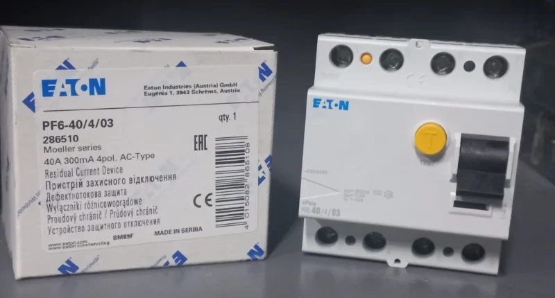 Eaton PF6-40/4/03 Kaçak Akım Koruma Şalteri 4P 40A 300mA (Sıfır - 286510)